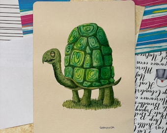 Original Aquarell auf Papier | Handgefertigt | Wohndeko | Wanddeko | Originelles Geschenk: "Schildkröte"
