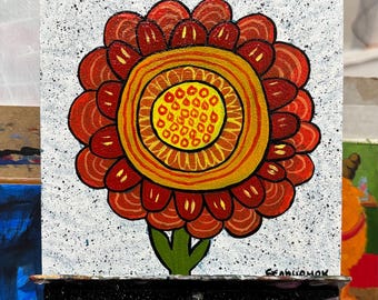 Original acrylic painting: “Solar Bloom” | Handmade | Homedecor | Flower