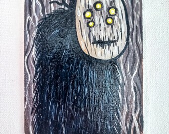 Original ACEO Oil Painting on Paper | Dark art | Homedecor | Wall art | Collector's art: "Mystical Forest Guardian"