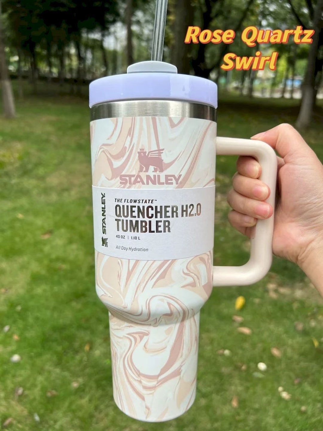 Stanley Rose Quartz Swirl 40 Oz. Quencher Flowstate Tumbler Etsy