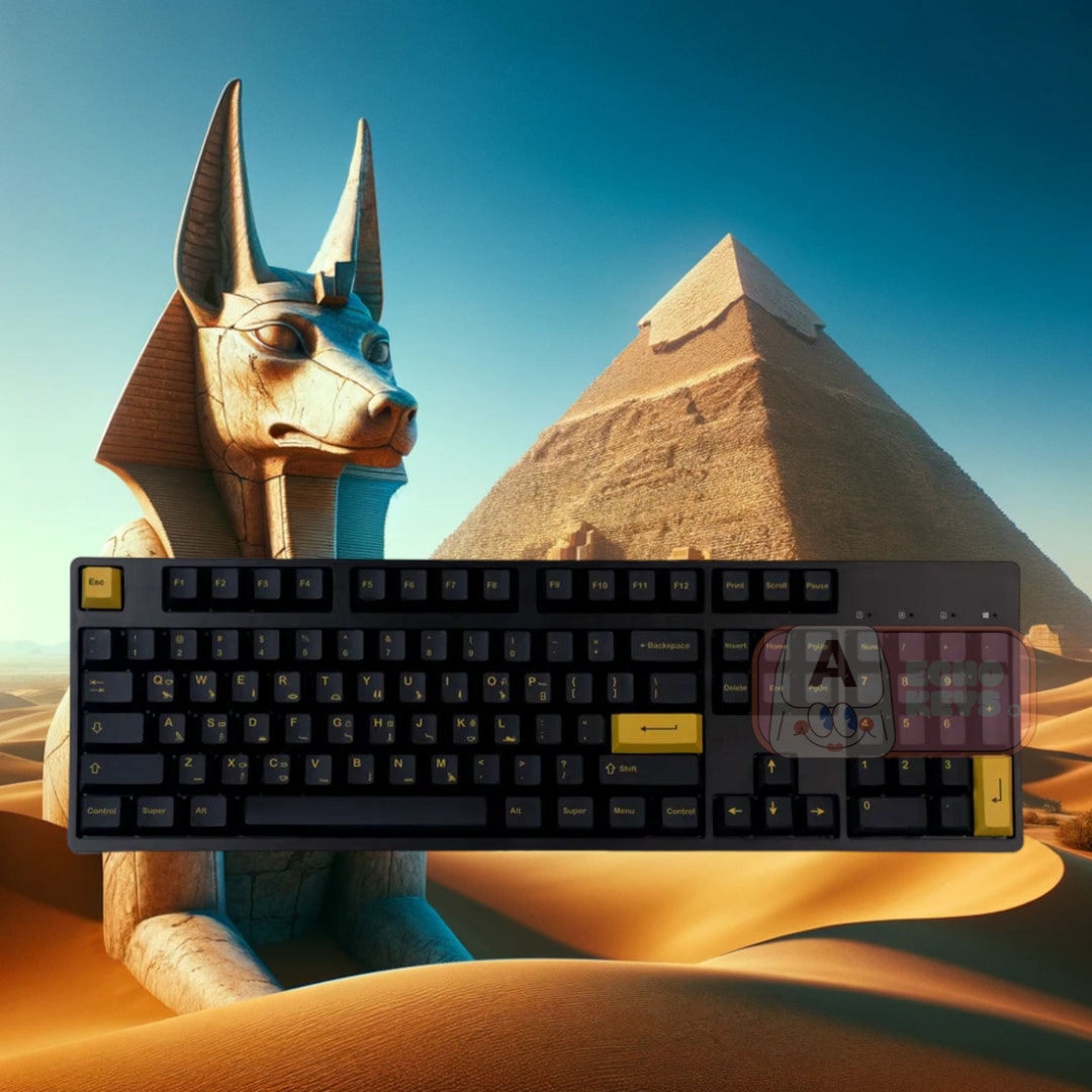 128 Pcs Pyramid Egyptian Keycap Set Golden Hieroglyphs Custom Gold Set
