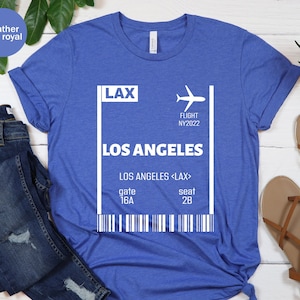Los Angeles Bording Karte Unisex T-Shirt, Flughafen Shirt, Geschenk für Reisende, Bordkarte Travel Tee