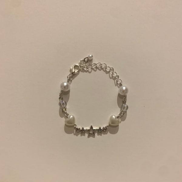 handmade heart pearl bracelet