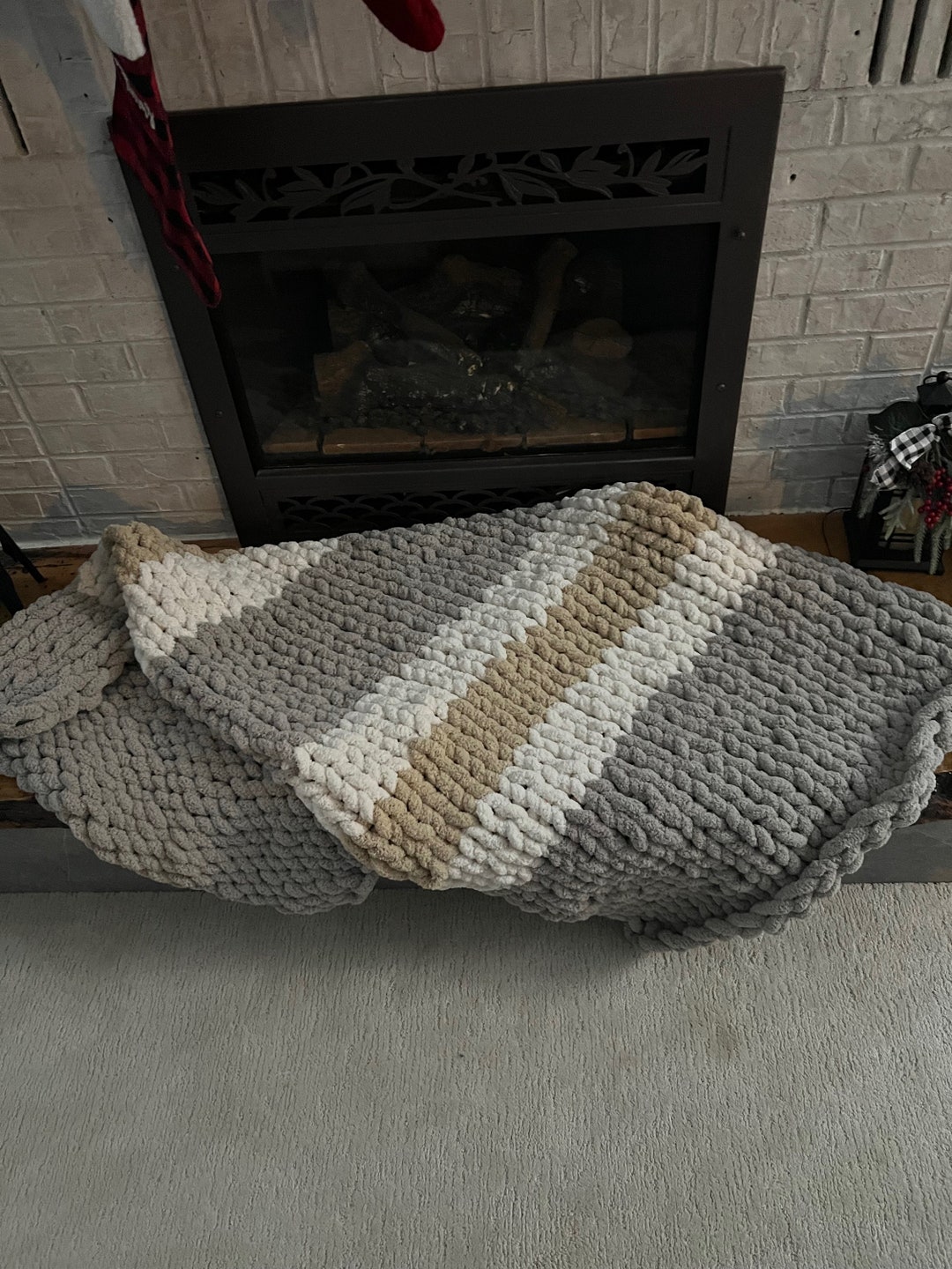 Multi Colored Chunky Knit Throw Blankets Etsy