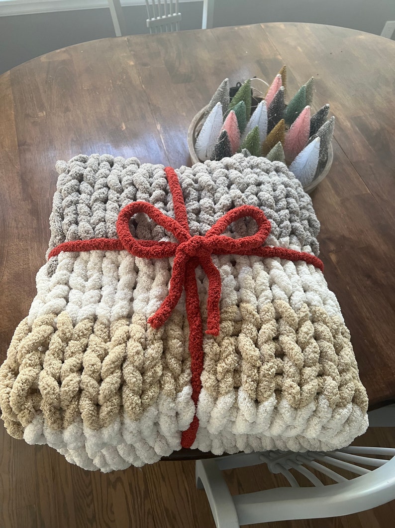 Multi Colored Chunky Knit Throw Blankets Etsy