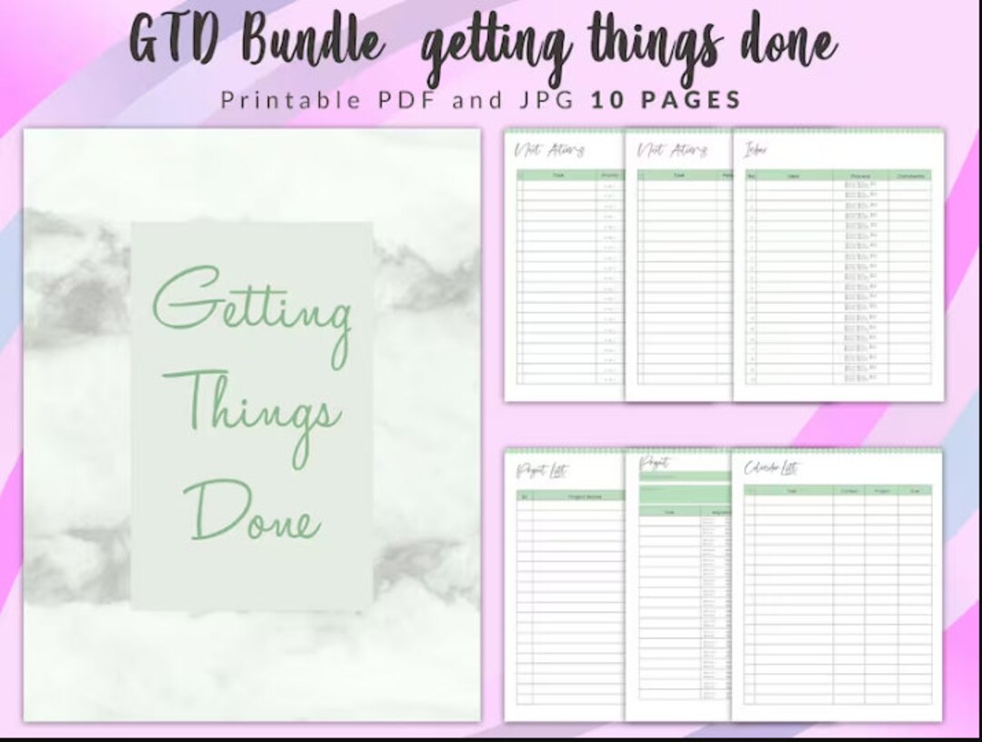 Printable Getting Things Done GTD Planner, GTD Worksheets, Getting ...