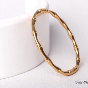 Bracelet for women.18K Gold Plated bangle Titanium TarnishFree,Waterproof  ,Silver bangle , bamboo joint style .bangle for women silver,Gold