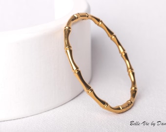 Vintage Krementz Gold Overlay Bangle Bracelet Bamboo Design