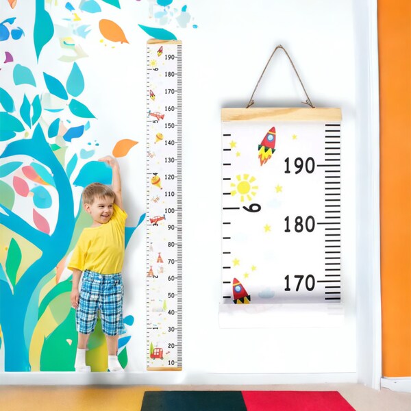 Children's measuring cup (10-190 cm) with animals, measuring canvas, child wall canvas, child room decoration, wall decoration, baptism gift