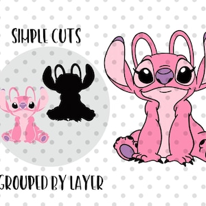 Stitch and Angel SVG PNG Bundle, Couple Love T-shirt Design (Digital Download) image 7
