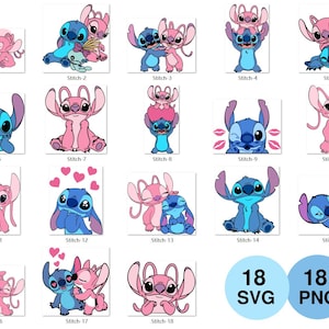 Stitch and Angel SVG PNG Bundle, Couple Love T-shirt Design (Digital Download) image 6