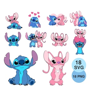 Stitch and Angel SVG PNG Bundle, Couple Love T-shirt Design (Digital Download) image 9