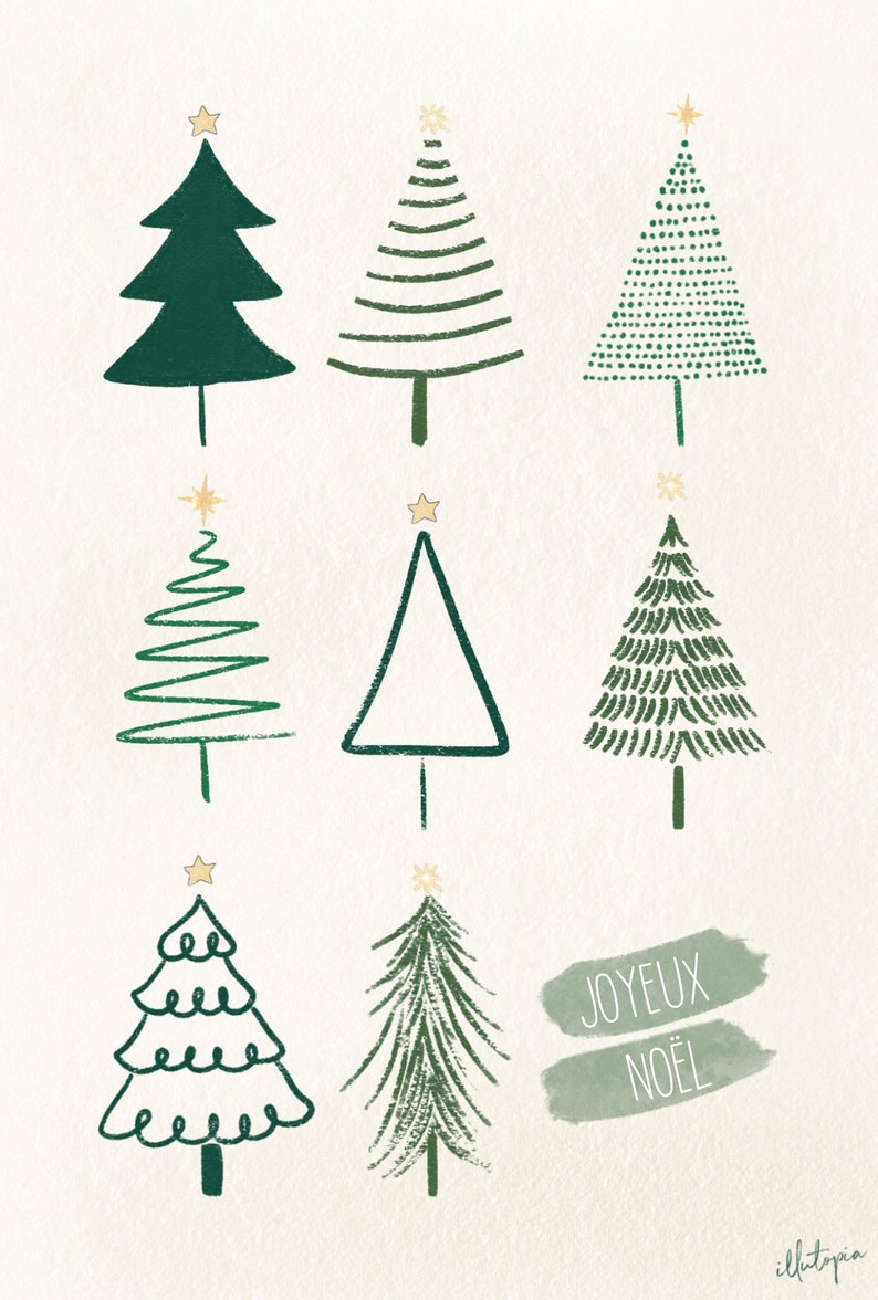 Carte de voeux minimaliste Noël, fêtes, nouvel an Sapins format 10x15cm avec enveloppe image 3