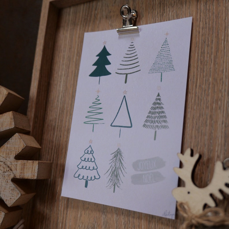 Carte de voeux minimaliste Noël, fêtes, nouvel an Sapins format 10x15cm avec enveloppe image 2