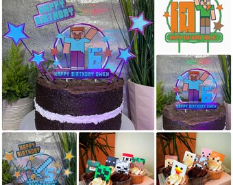 Acrylic Cake & Cupcake Toppers - Gaming Characters MC