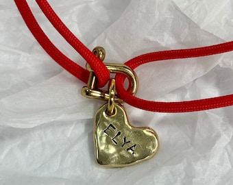 Dog necklace:"My Love" | Personalised handstamped dog ID tag | Heart shape | Matching jewellery for dogs and their humans