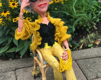 Paper mache figure “Iris Apfel” for her 102nd birthday