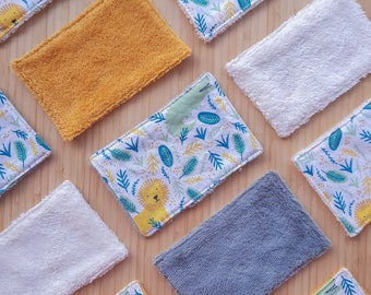 Lot de 5 Lingettes Bébés Lavables Réutilisables motifs savane