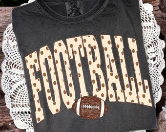 Football PNG, Polka Dot Football Lettering Clipart, Hand Drawn Cute Game Day Sublimation Design, Digital Download