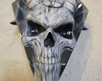 Horned Devil Skull- Harley Davidson Horn Cover