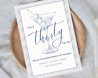 Editable 30th Birthday Invitation, Talk Thirty To Me Party Invite, Printable Birthday Invitation Template, Digital Download, Instant Access