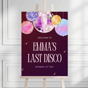 Last Disco Bachelorette Party Welcome Sign | Printable Disco Bachelorette Decor | Editable Last Disco Party Sign | Hen Party Poster