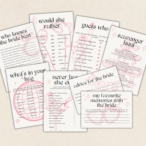 Bachelorette Party Games, Printable Bundle for Hen Party, Multiple Cocktail Bachelorette Games for Adults, Hen Do Fun Bridal Shower Games