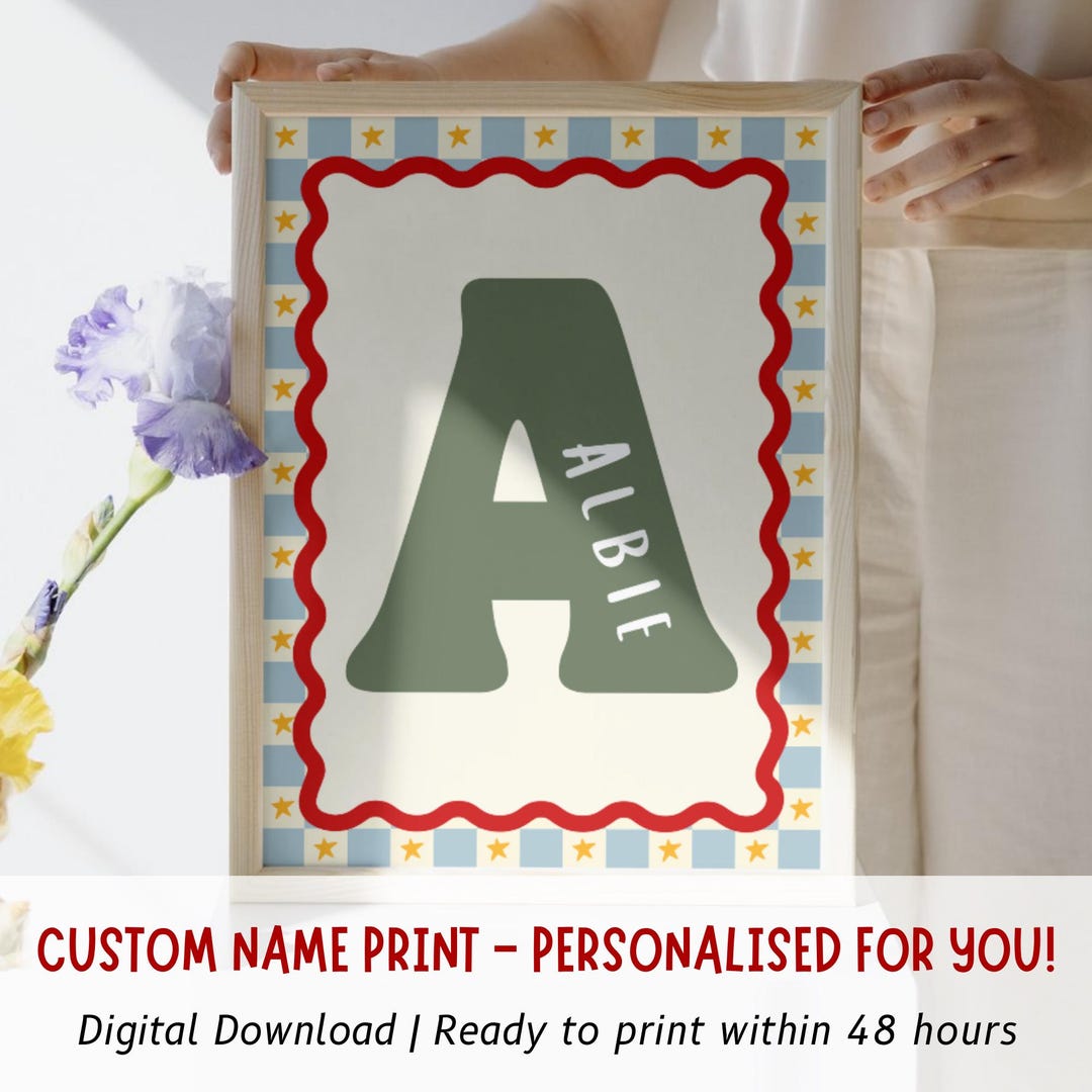 Personalised Name Initial Nursery Print | Custom Baby Name Wall Art ...