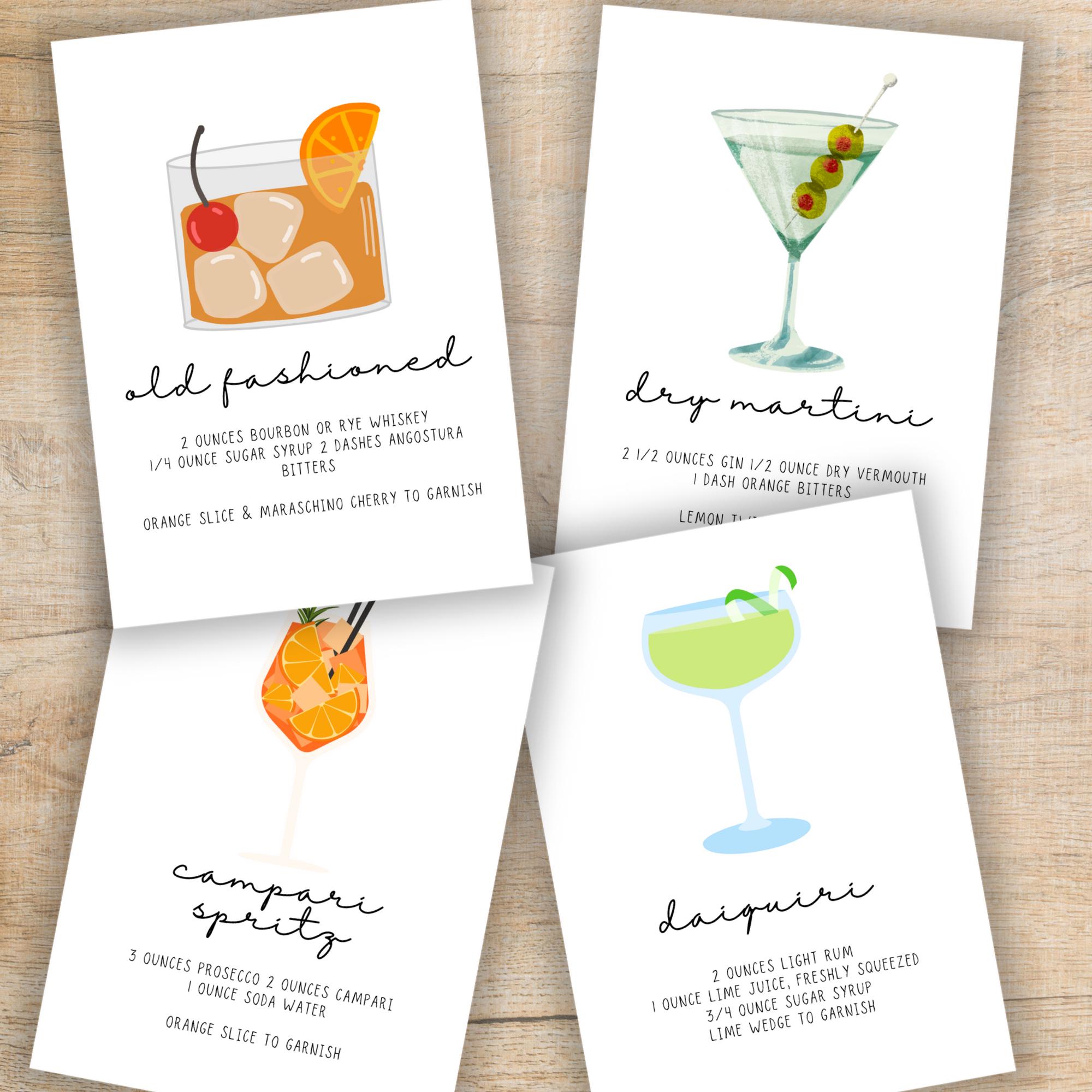 Printable Cocktaisl Printable Cocktail Recipe Bundle, Drink Recipe Cards, Home Bar Wall Art ...