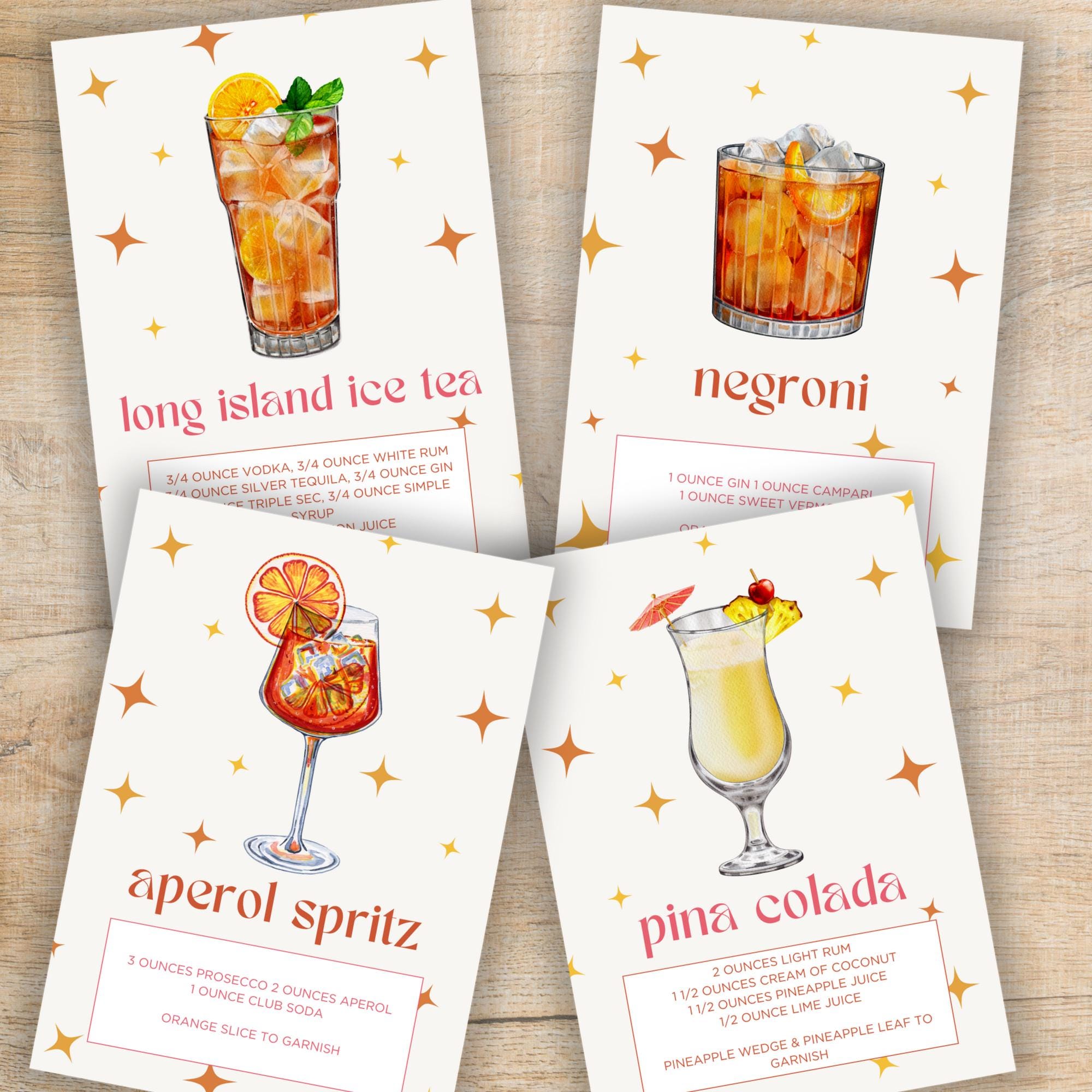 Printable Cocktaisl Printable Cocktail Recipe Bundle, Drink Recipe Cards, Home Bar Wall Art ...