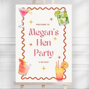 Editable Template for Hen Do - Cocktail Party Welcome Sign - Printable Bachelorette Decor - Bridal Party Unique Design - Hen Party Supplies