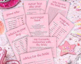 Bachelorette Party Games, Printable Bundle for Hen Party, Multiple Cocktail Bachelorette Games for Adults, Hen Do Fun Bridal Shower Games