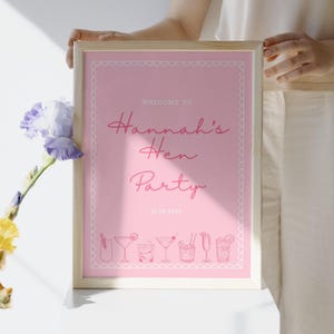 Editable Template for Hen Do - Cocktail Party Welcome Sign - Printable Bachelorette Decor - Bridal Party Unique Design - Hen Party Supplies