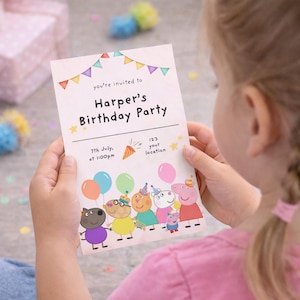 Editable Pig Birthday Invitation | Printable Kids Party Invite | Digital Download Girls Boys Birthday | Animal Cartoon Invitation | Editable
