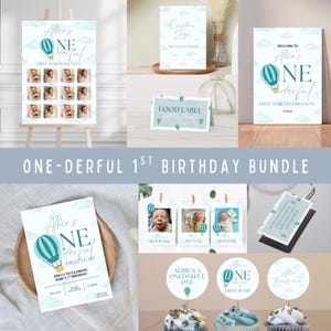 ONEderful First Birthday Party Bundle - Printable 1st Birthday Party - Digital Template - Instant Download Onederful Party Decoration