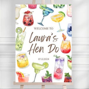 Editable Template for Hen Do - Cocktail Party Welcome Sign - Printable Bachelorette Decor - Bridal Party Unique Design - Hen Party Supplies