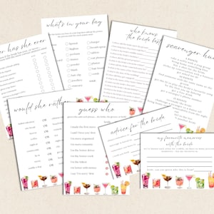 Bachelorette Party Games, Printable Bundle for Hen Party, Fun Cocktail Bachelorette Games for Adults, Hen Do Fun Bridal Shower Games