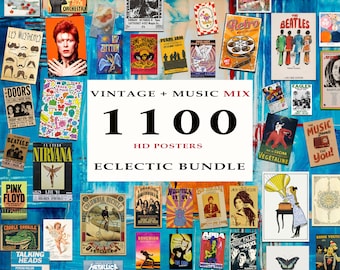 1100+ Band posters, concert and music poster, vintage ads prints, wall collage kit, gallery Wall Set, Big Set: Concerts, and Bands Galore!