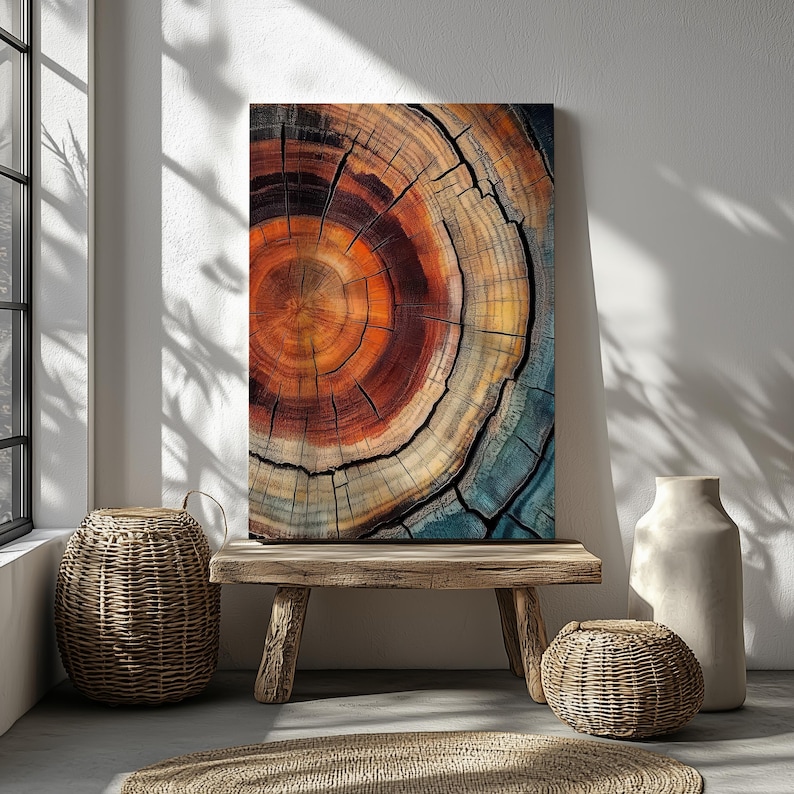 Elegant Tree Rings Nature Abstract Nordic Wall Art with organic charm, bold elegance, and the natural beauty of wood grain.