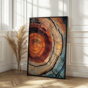 Elegant Tree Rings Nature Abstract Nordic Wall Art with organic charm, bold elegance, and the natural beauty of wood grain.
