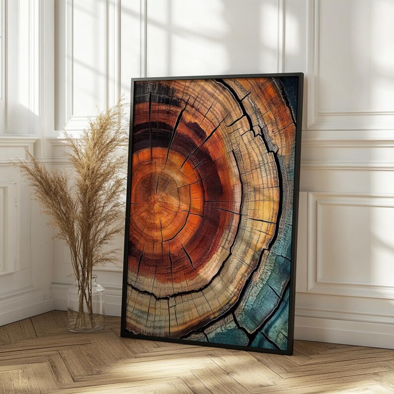 Elegant Tree Rings Nature Abstract Nordic Wall Art with organic charm, bold elegance, and the natural beauty of wood grain.