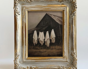 Vintage-style Ghost Laundry Paint Print, Halloween Decor | Muted Farmhouse Halloween Decor | PRINTED AND SHIPPED | v113