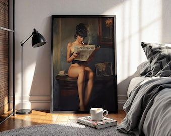 Vintage Woman Print Poster, Retro Mancave Decor, Sensual Italian Style (Fine Art Paper, Multiple Sizes, FSC Certified) 22