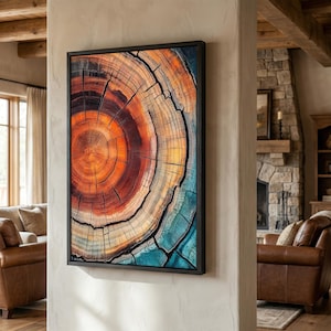 Elegant Tree Rings Nature Abstract Nordic Wall Art with organic charm, bold elegance, and the natural beauty of wood grain.