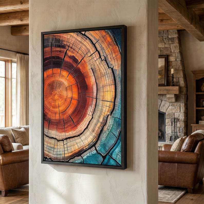 Elegant Tree Rings Nature Abstract Nordic Wall Art with organic charm, bold elegance, and the natural beauty of wood grain.