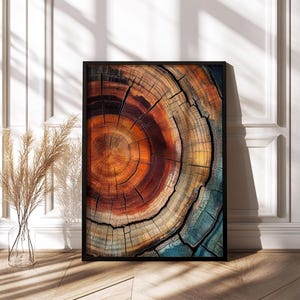 Elegant Tree Rings Nature Abstract Nordic Wall Art with organic charm, bold elegance, and the natural beauty of wood grain.