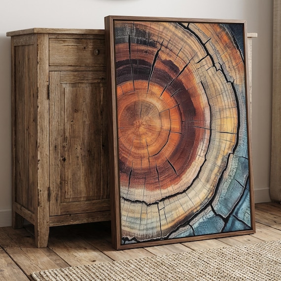 Tree Ring Nature Abstract Nordic Wall Art - Rustic Decor 1206