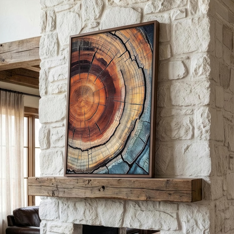 Elegant Tree Rings Nature Abstract Nordic Wall Art with organic charm, bold elegance, and the natural beauty of wood grain.