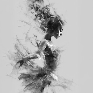 Abstract Ballerina Wall Art | Black and White Dance Print | Modern Ballet Artwork | Elegant Female Figure Drawing | Contemporary Dancer