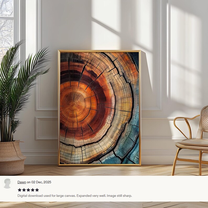 Elegant Tree Rings Nature Abstract Nordic Wall Art with organic charm, bold elegance, and the natural beauty of wood grain.